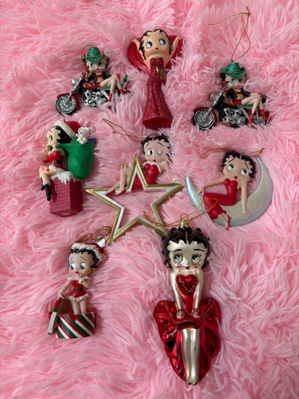 Betty Boop Ornaments Lot of 9 Vintage Holiday Tree Decorations